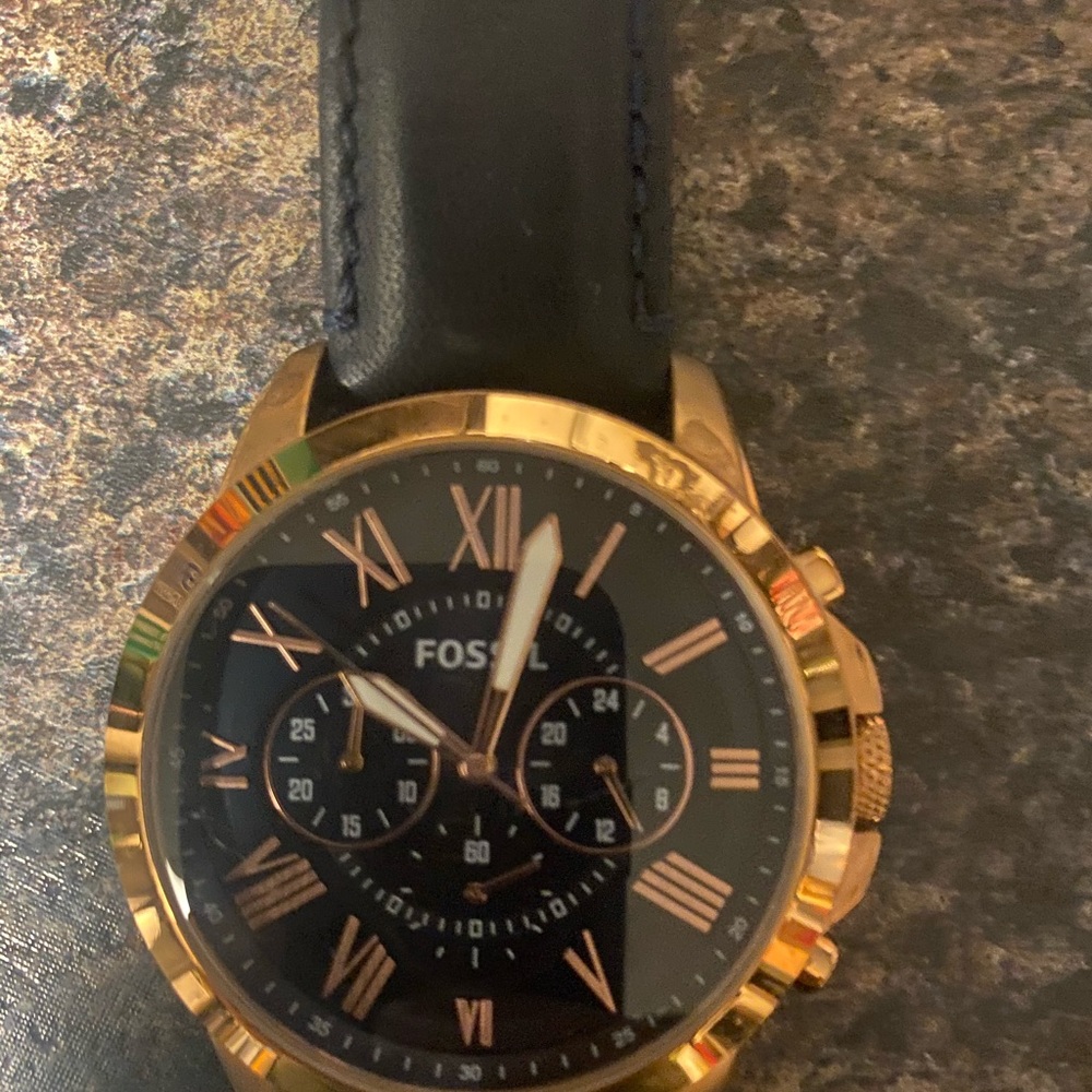 Fossil Watch Navy Blue & Gold